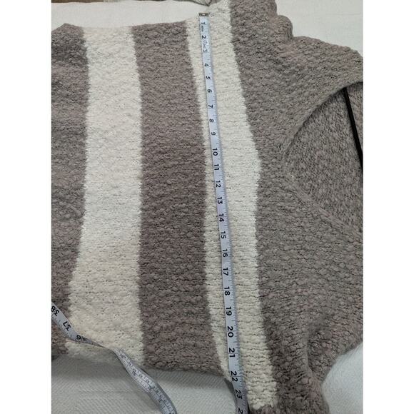Super soft neutral striped v-neck cotton blend sweater by Miracle USA size M/L - Picture 5 of 6